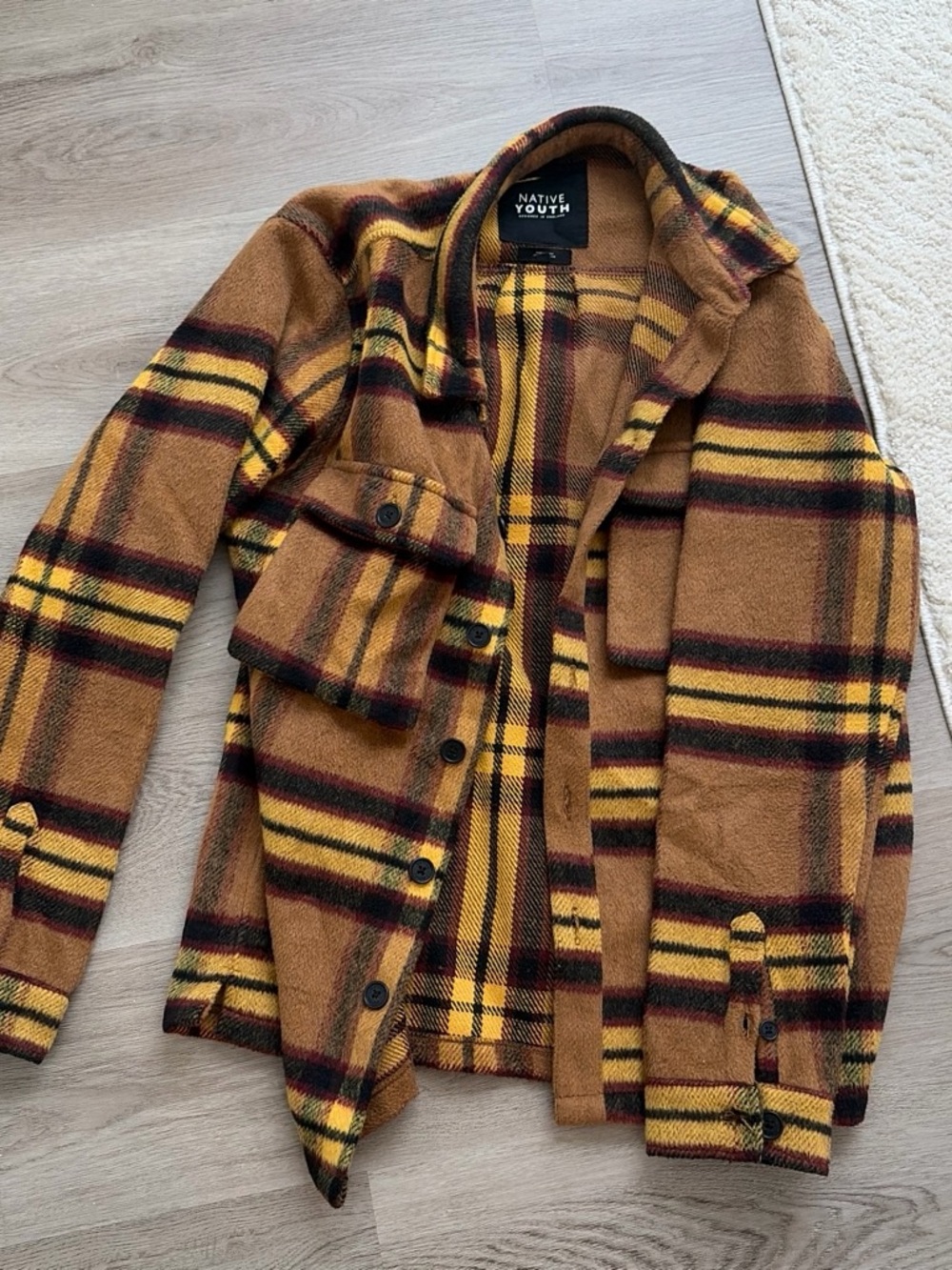NATIVE YOUTH Brown & Yellow Plaid Jacket